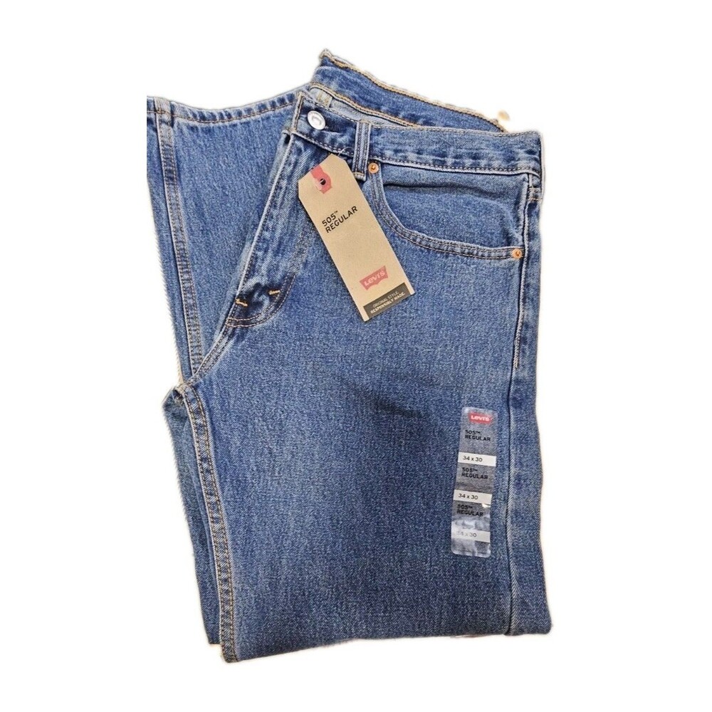 Levi's 505 Regular Fit Jeans Men's 34x30 NWT Straight Leg Medium Wash Denim